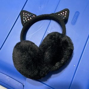 Girls black ear studded earmuffs